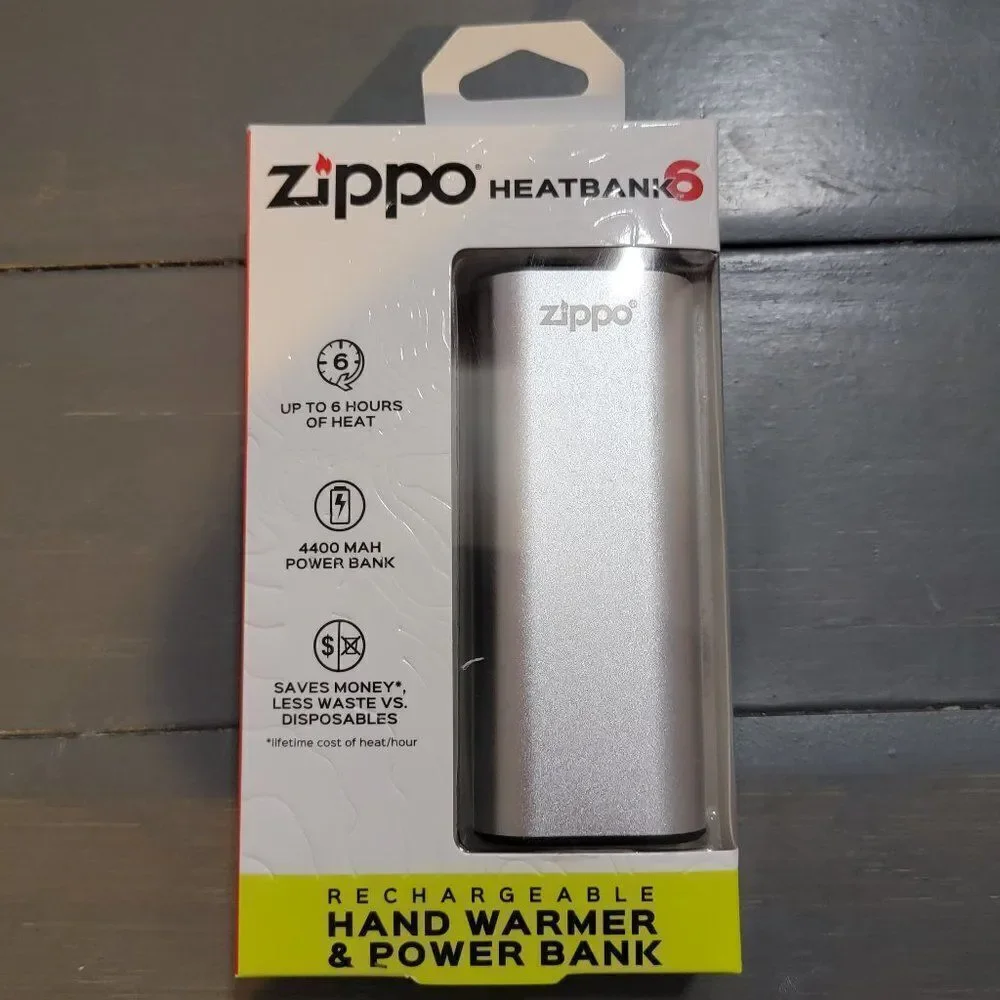 Zippo Silver HeatBank 6 Rechargeable Hand Warmer & Power Bank